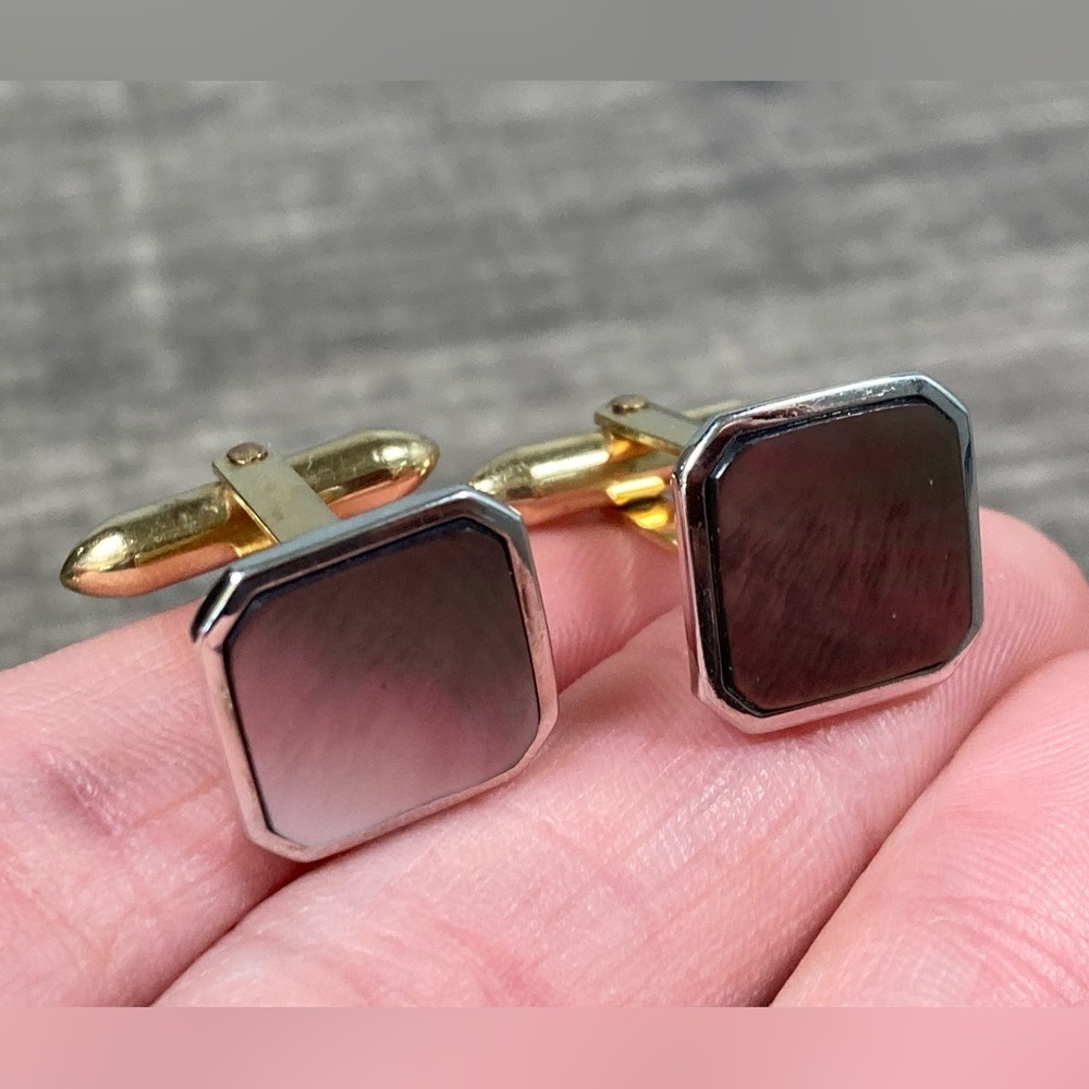Vintage Abalone 1/20 14k Gold Filled Cuff Links Signed Correct